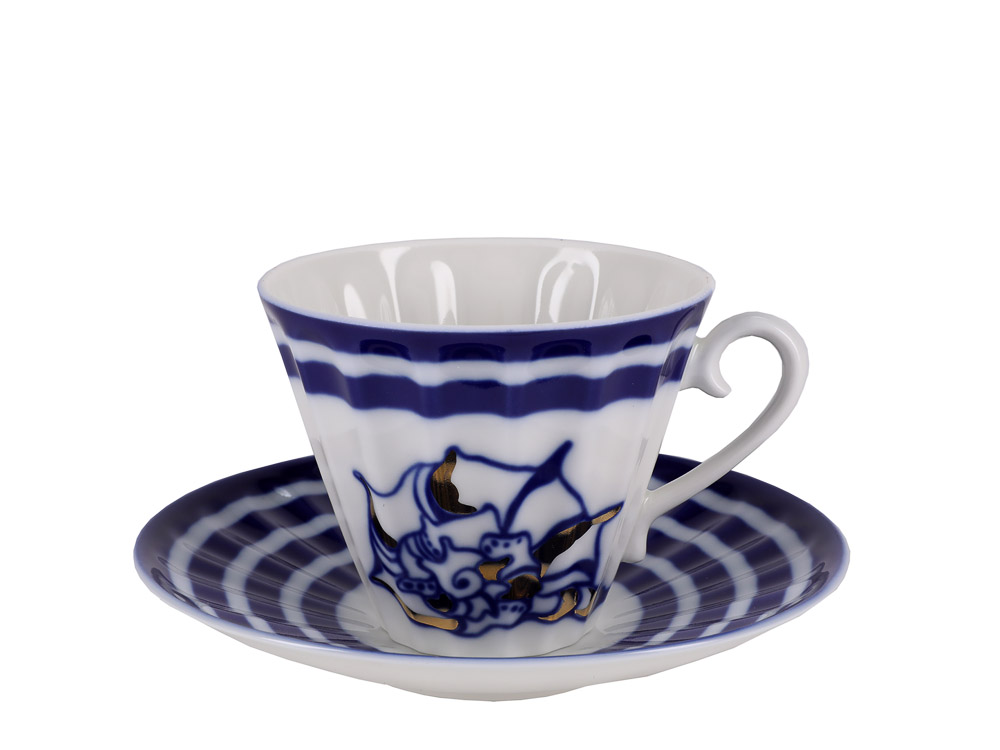 LOMONOSOV PORCELAIN TEA SET SEA STARFISH 6/14