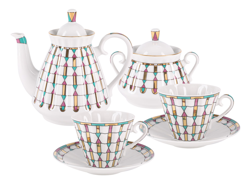LOMONOSOV IMPERIAL PORCELAIN TEA SET GEOMETRY 6/14