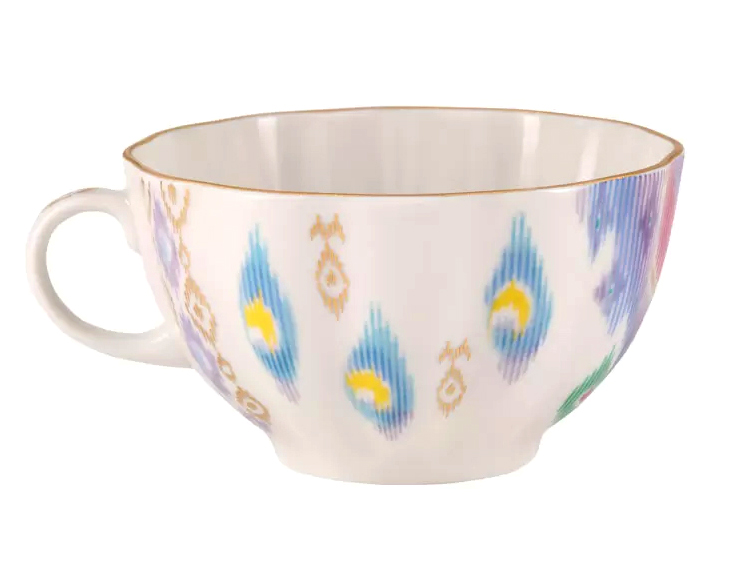 LOMONOSOV PORCELAIN TEA SET TULIP PEACOCK'S FEATHER 6/14