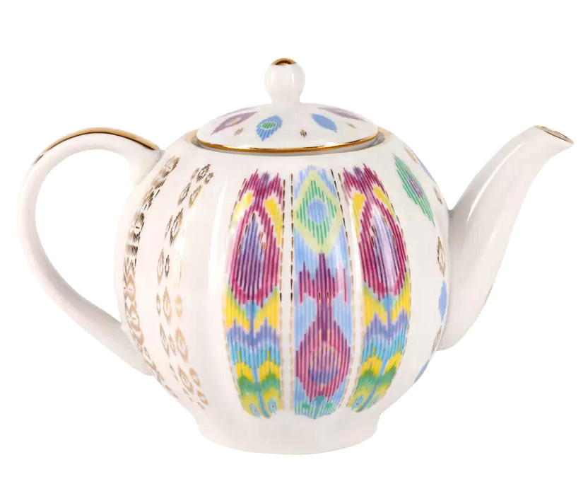 LOMONOSOV PORCELAIN TEA SET TULIP PEACOCK'S FEATHER 6/14