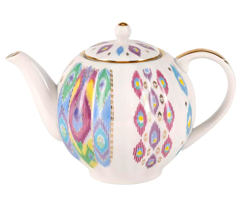LOMONOSOV PORCELAIN TEA SET TULIP PEACOCK'S FEATHER 6/14