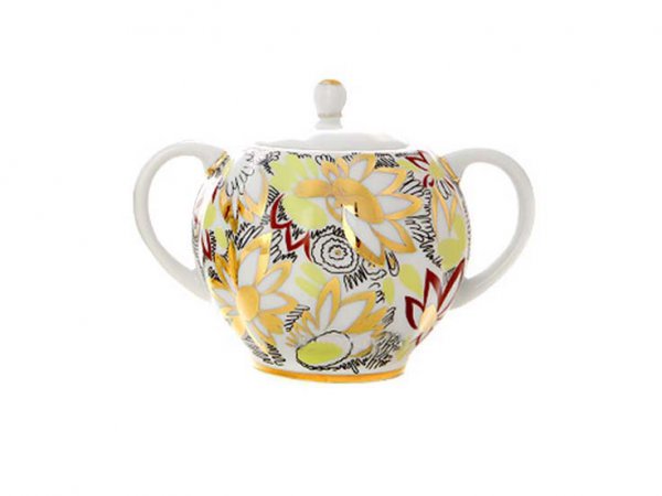 LOMONOSOV PORCELAIN TEA SET TULIP GOLDEN DAISY 6/20