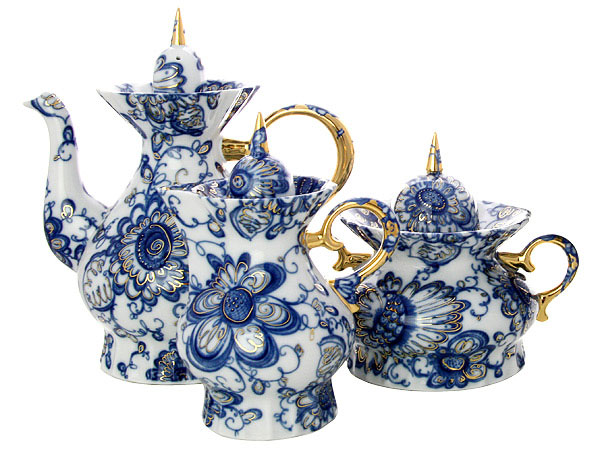 LOMONOSOV PORCELAIN TEA SET SINGING GARDEN 6/22