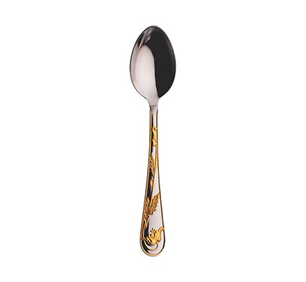 STAINLESS STEEL TEA SPOONS SET 6 GOLDEN POPPIES