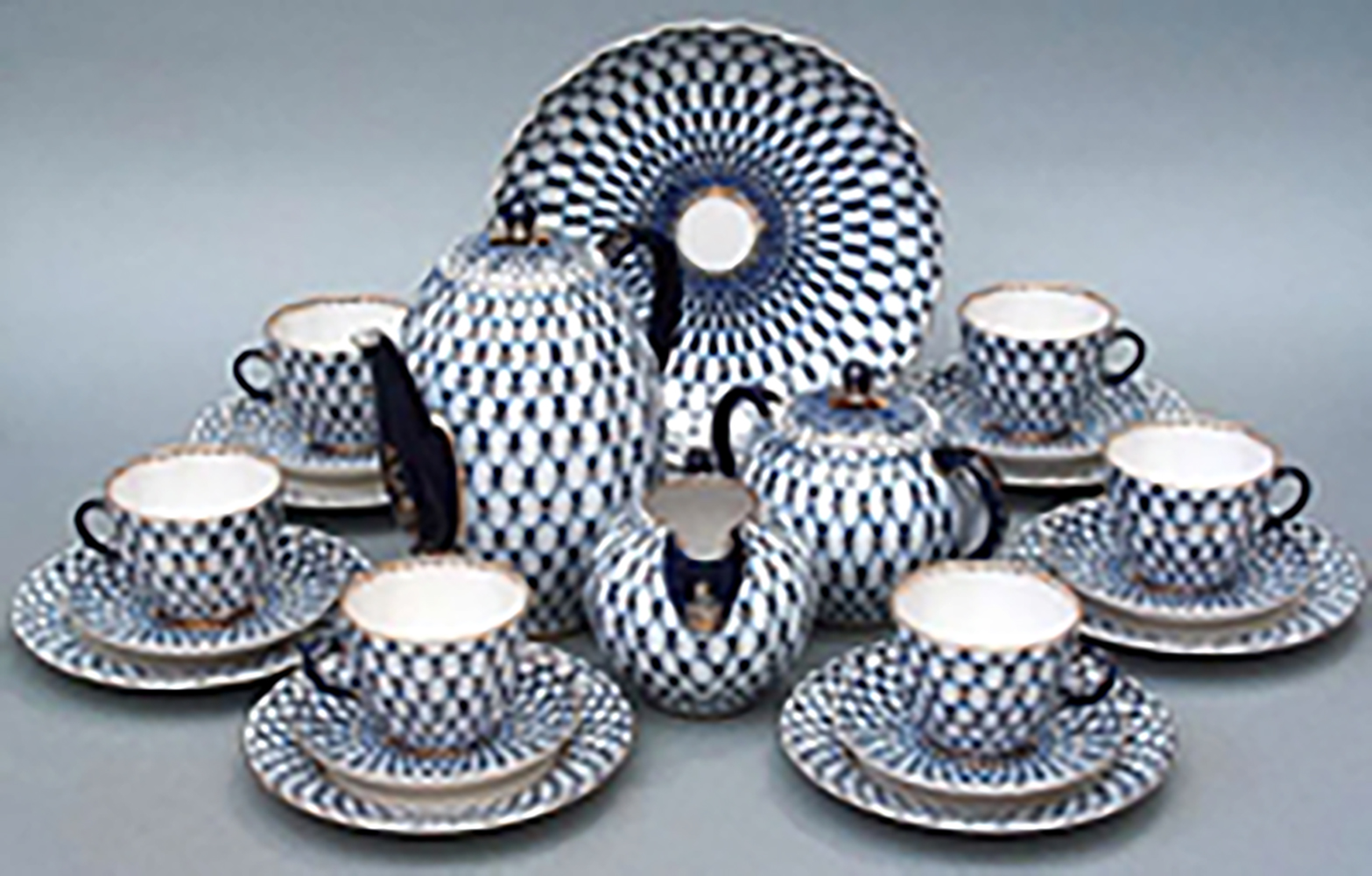 COBALT NET 22-PIECES PORCELAIN TEA SET