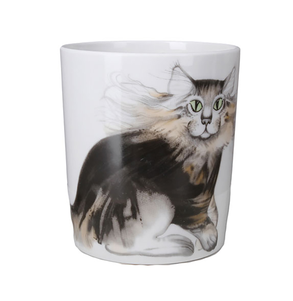 LOMONOSOV PORCELAIN MUG CAT MAX SNOWY MORNING12.8 FL.OZ/380 ML