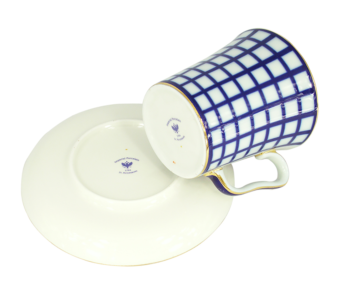 PORCELAIN MUG AND SAUCER LENINGRADSKII COBALT CELL 12.2 FL.OZ/360 ML