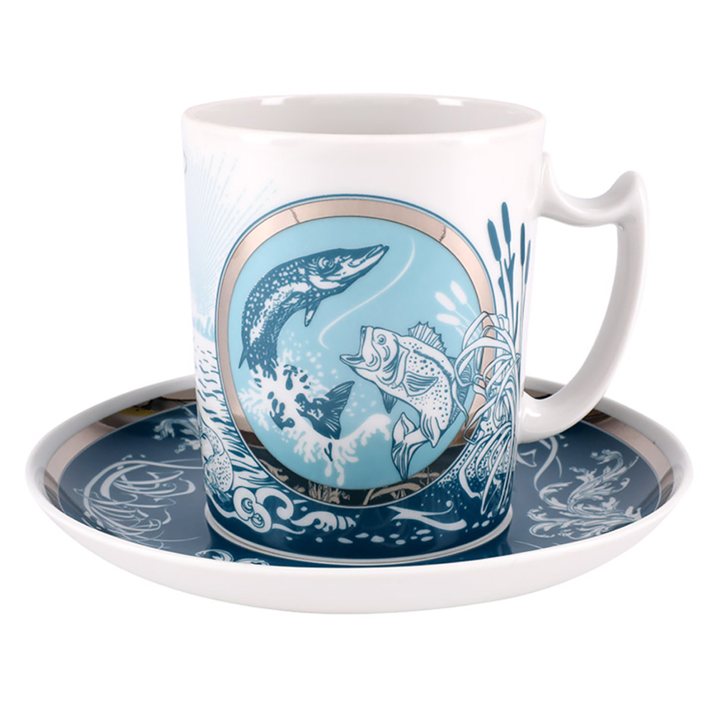  Lomonosov Imperial Covered Cup and Saucer Christmas Winter Fairy Tale 
