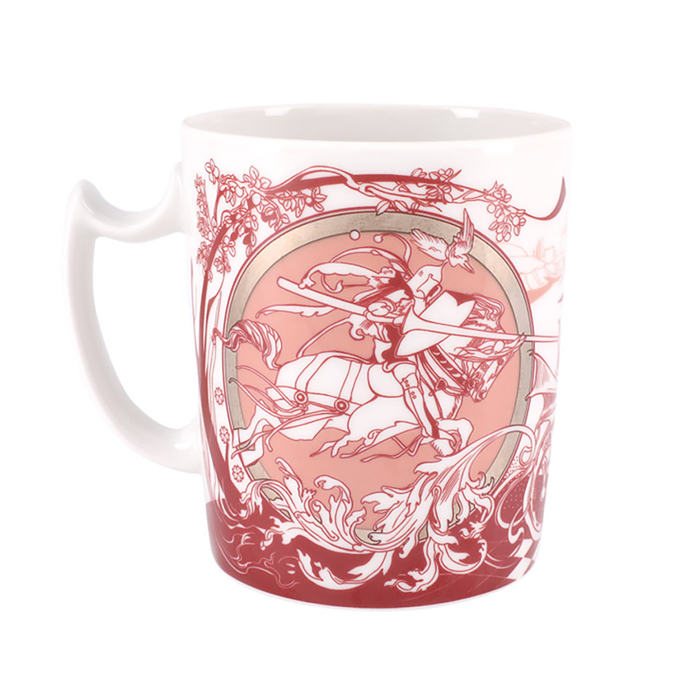 LOMONOSOV PORCELAIN COFFEE MUG AND SAUCER MEN'S STORIES KNIGHT 12.8 OZ